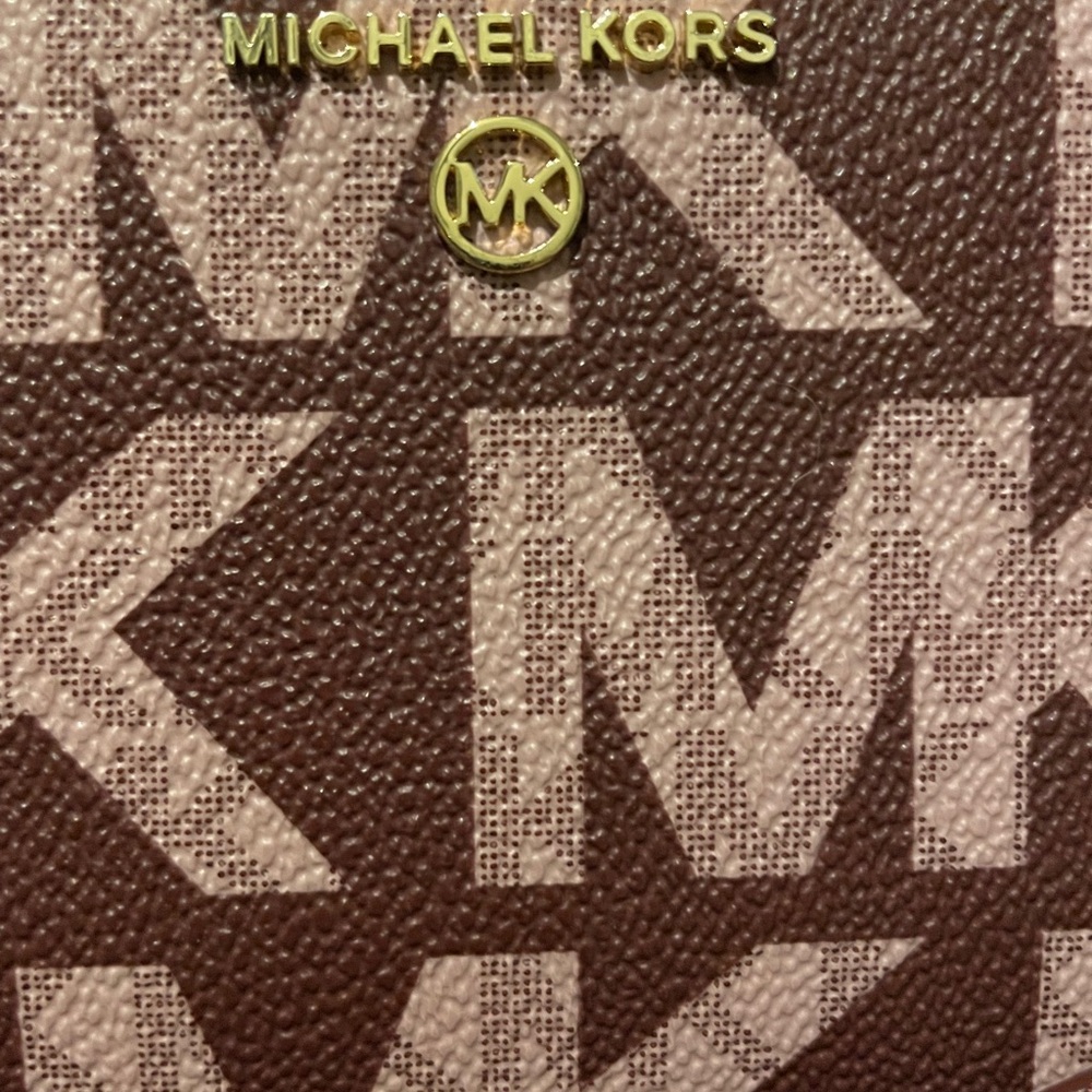 Michael Kors Jet Set Travel Large Logo Continental Wristlet Royal Pink Multi - Picture 4 of 9